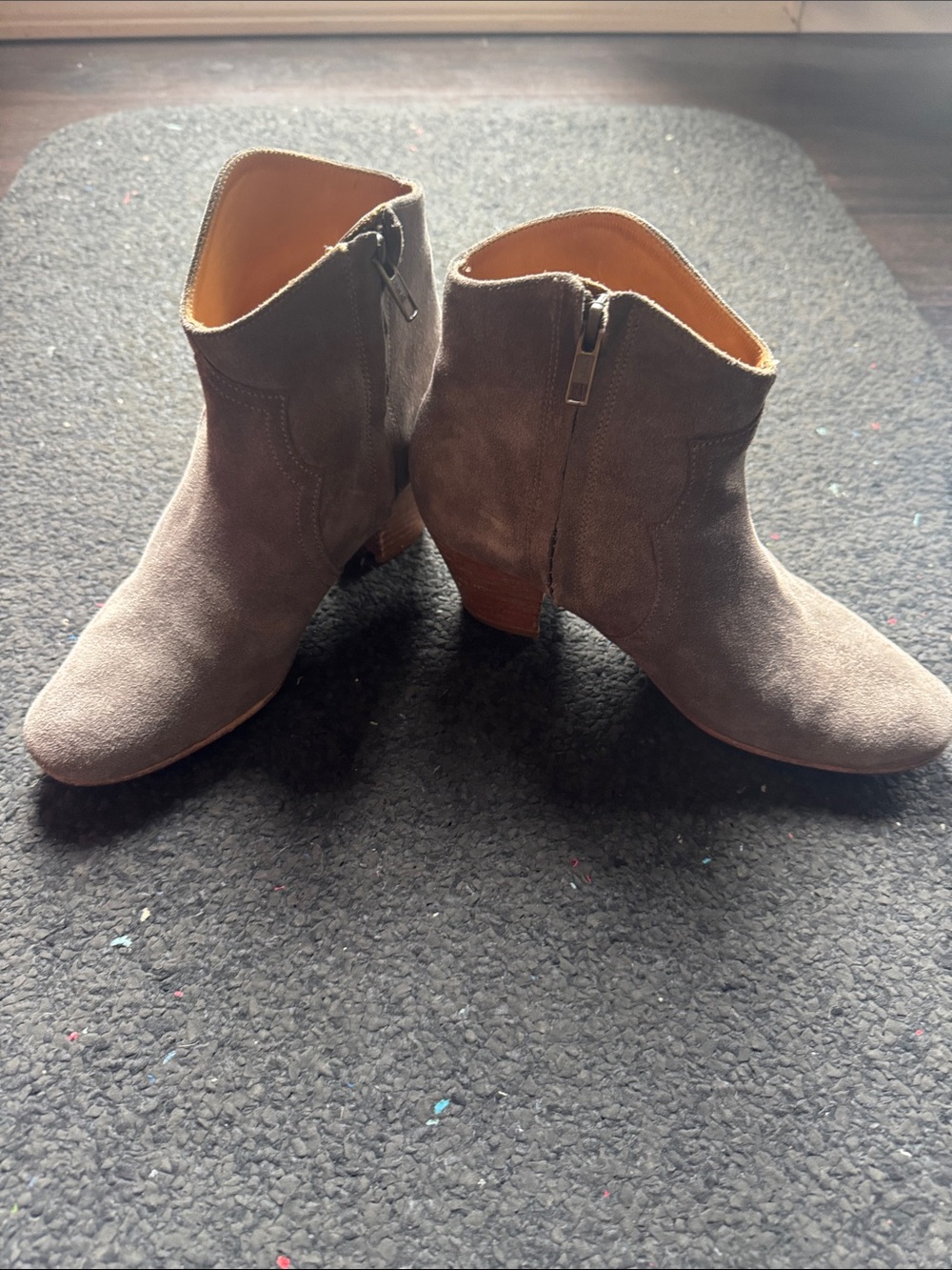 Isabel Marant Taupe Suede Ankle Booties with Side Zipper